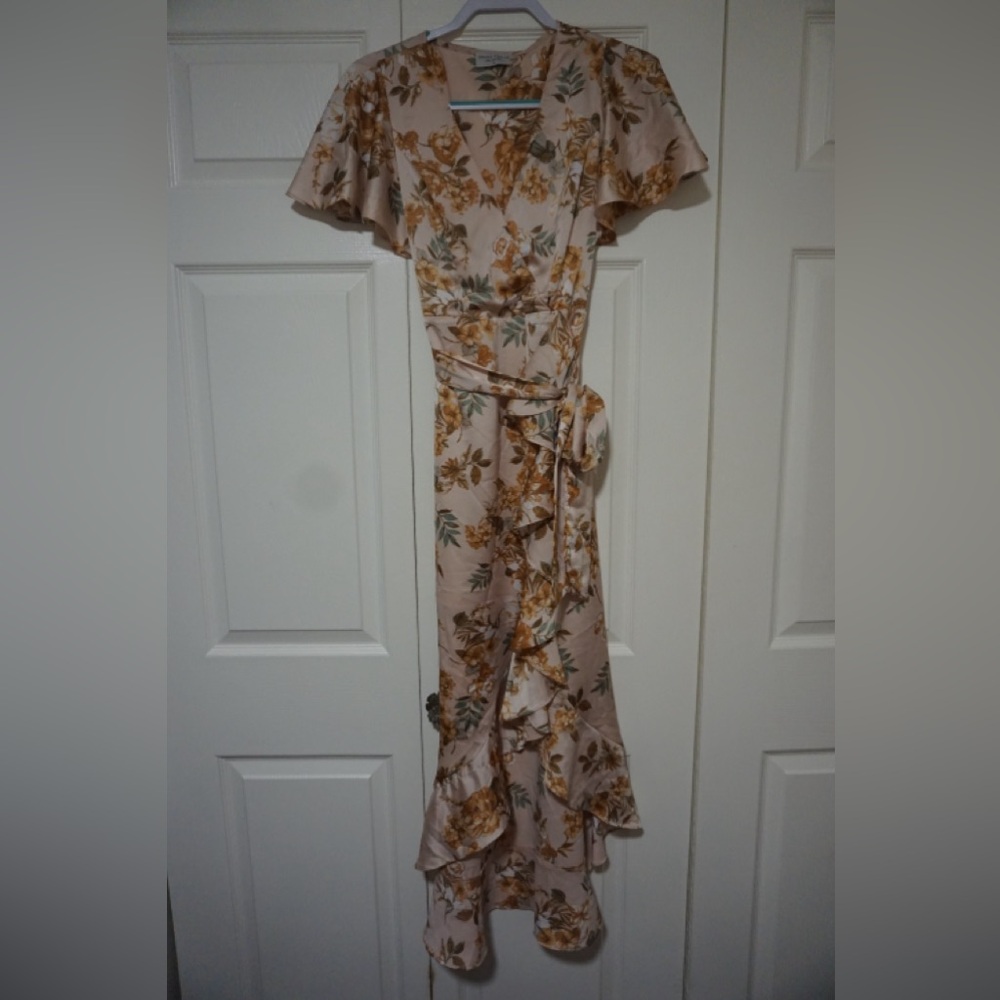Dress Forum Floral Maxi Dress in Cream and Brown